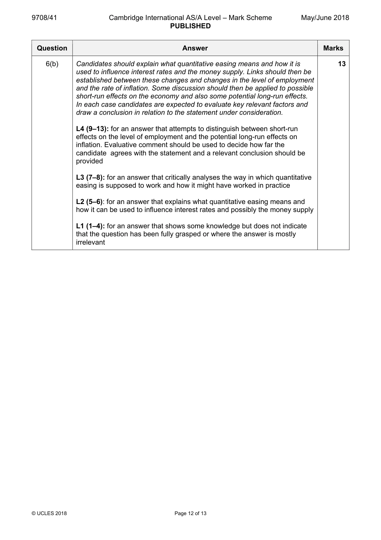 Mark scheme, page 12 of 13