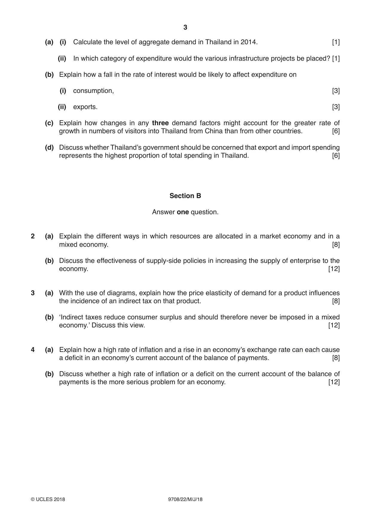 Cambridge A Level Economics 9708 2018 May/June Paper 2 · Variant 2 question paper, page 3 of 4