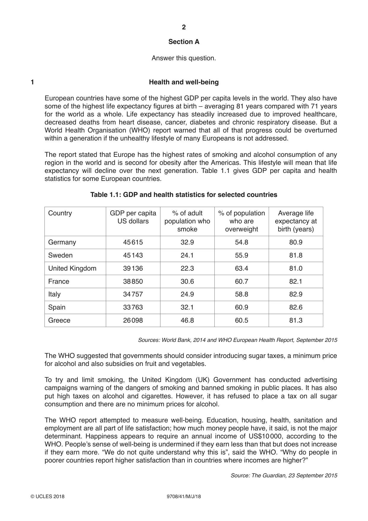 Cambridge A Level Economics 9708 2018 May/June Paper 4 · Variant 1 question paper, page 2 of 4