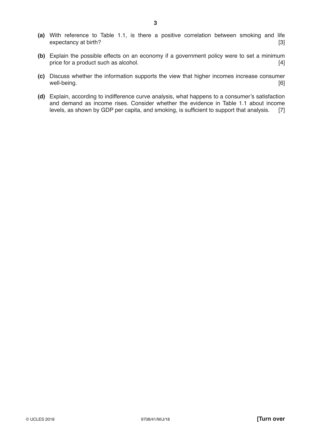 Cambridge A Level Economics 9708 2018 May/June Paper 4 · Variant 1 question paper, page 3 of 4