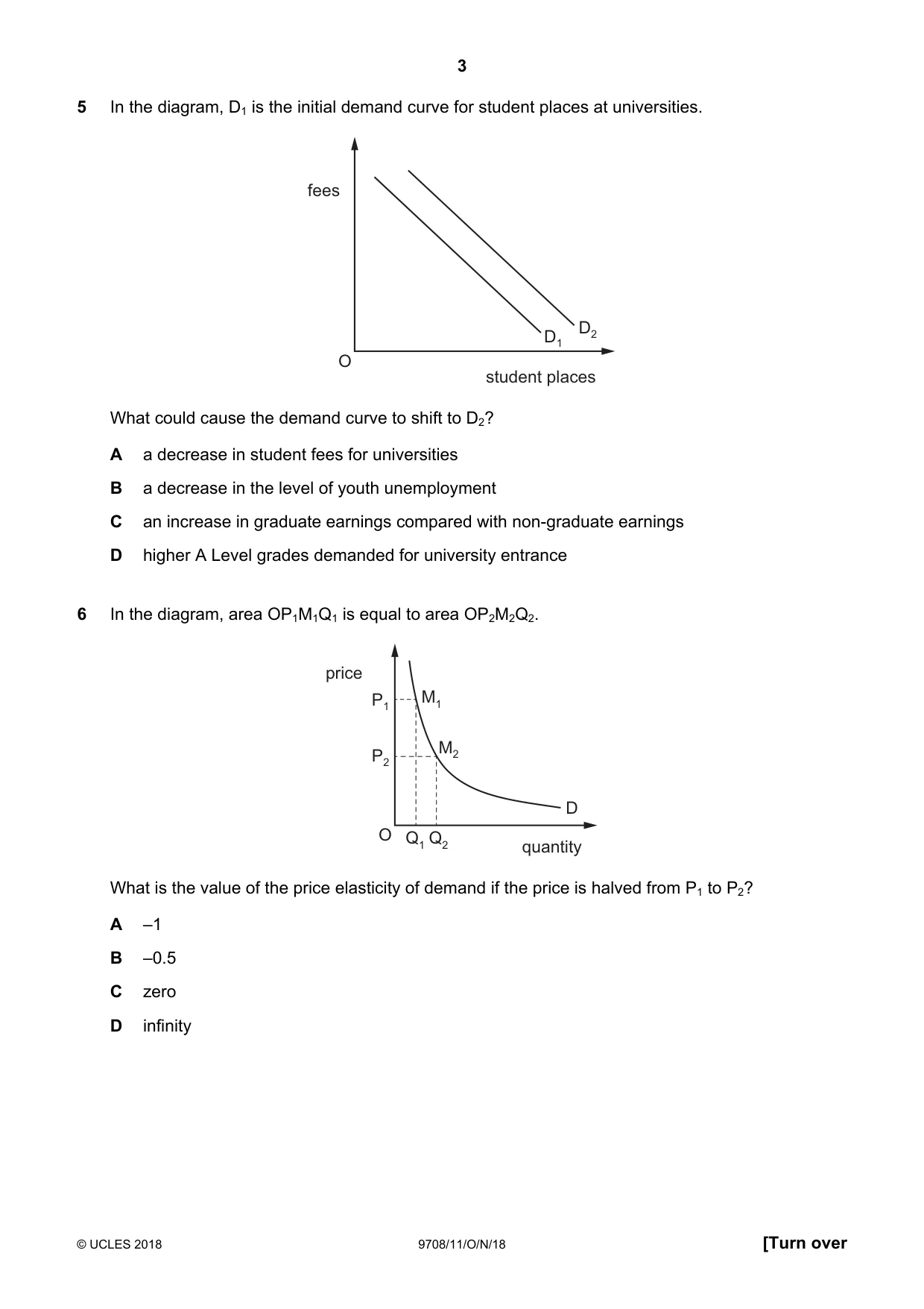 Cambridge A Level Economics 9708 2018 Oct/Nov Paper 1 · Variant 1 question paper, page 3 of 16