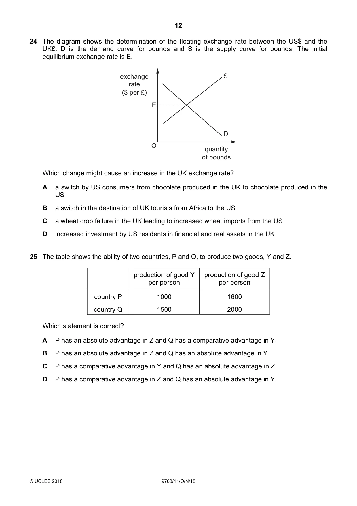 Cambridge A Level Economics 9708 2018 Oct/Nov Paper 1 · Variant 1 question paper, page 12 of 16