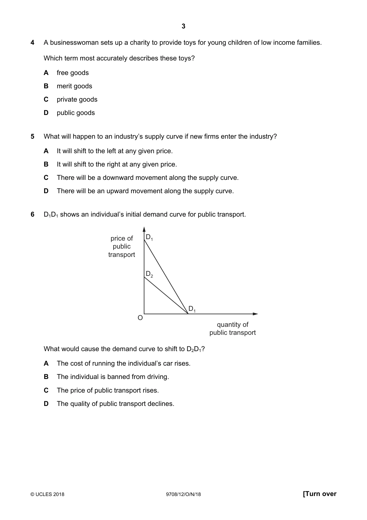 Cambridge A Level Economics 9708 2018 Oct/Nov Paper 1 · Variant 2 question paper, page 3 of 12