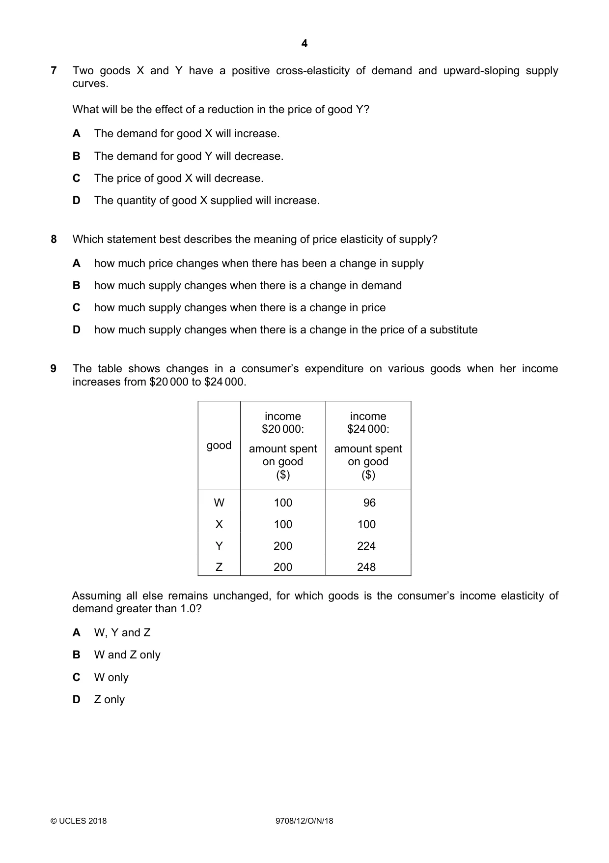 Cambridge A Level Economics 9708 2018 Oct/Nov Paper 1 · Variant 2 question paper, page 4 of 12