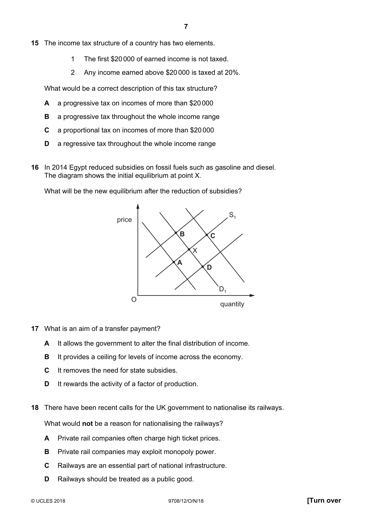Cambridge A Level Economics 9708 2018 Oct/Nov Paper 1 · Variant 2 question paper, page 7 of 12