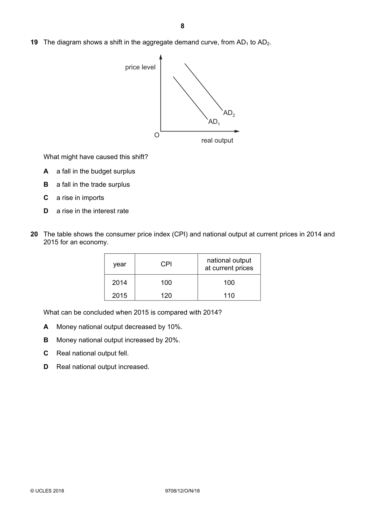 Cambridge A Level Economics 9708 2018 Oct/Nov Paper 1 · Variant 2 question paper, page 8 of 12