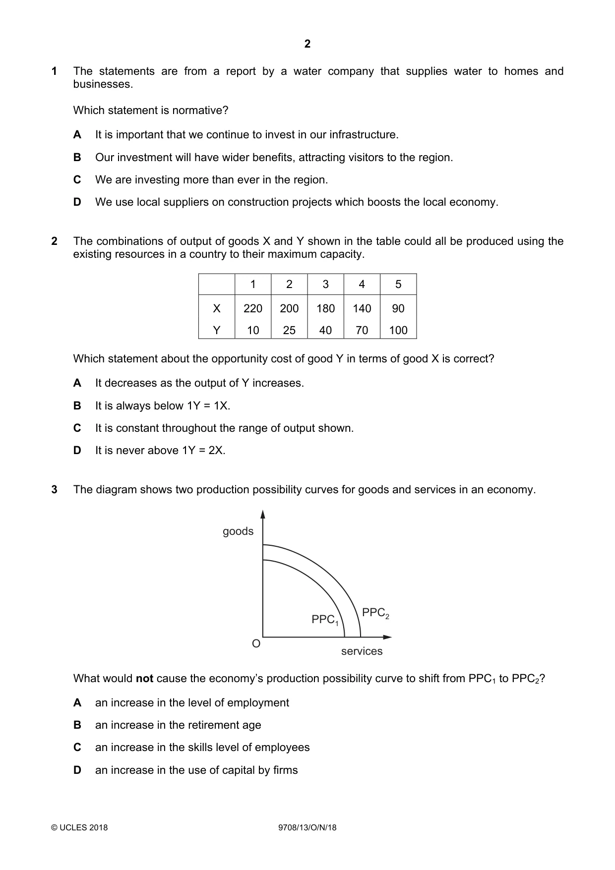 Cambridge A Level Economics 9708 2018 Oct/Nov Paper 1 · Variant 3 question paper, page 2 of 16