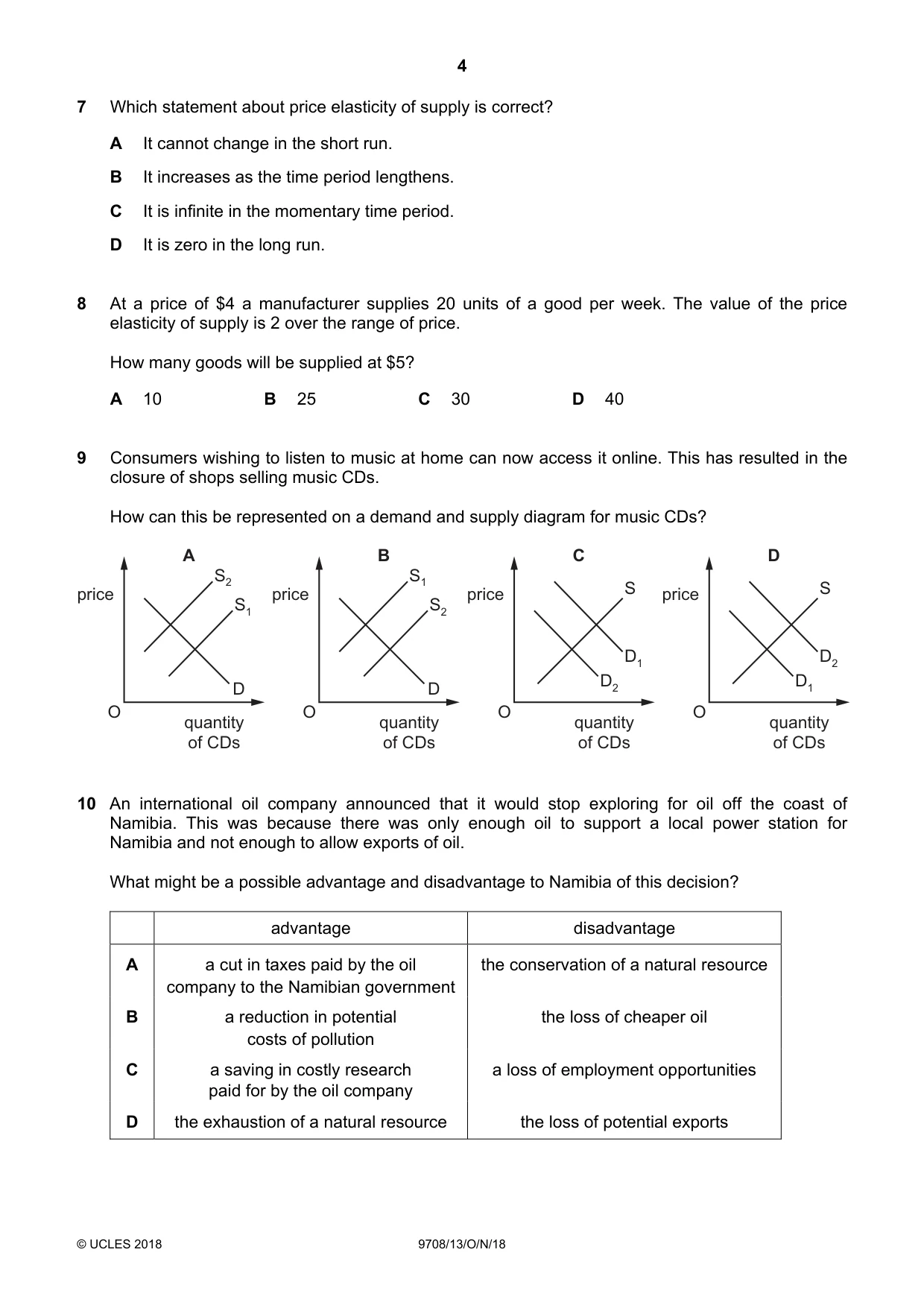 Cambridge A Level Economics 9708 2018 Oct/Nov Paper 1 · Variant 3 question paper, page 4 of 16