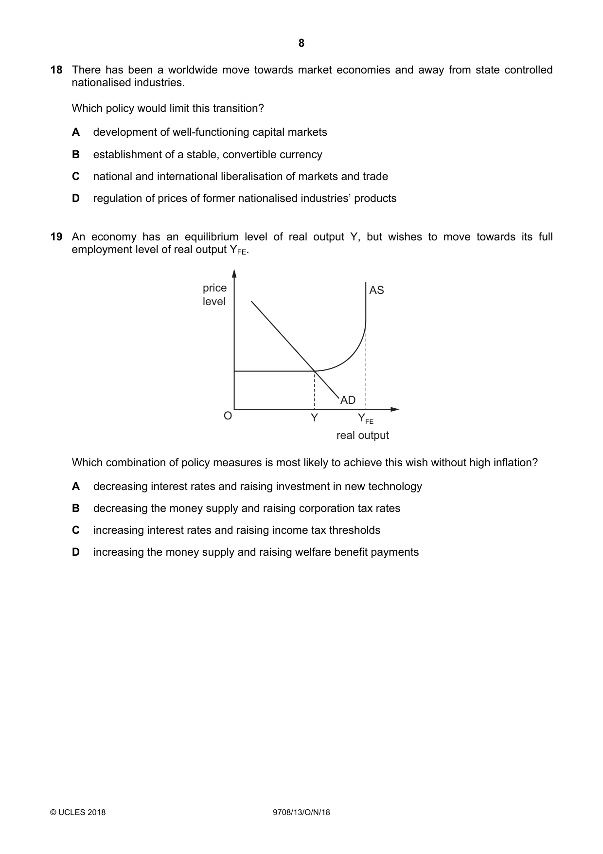Cambridge A Level Economics 9708 2018 Oct/Nov Paper 1 · Variant 3 question paper, page 8 of 16