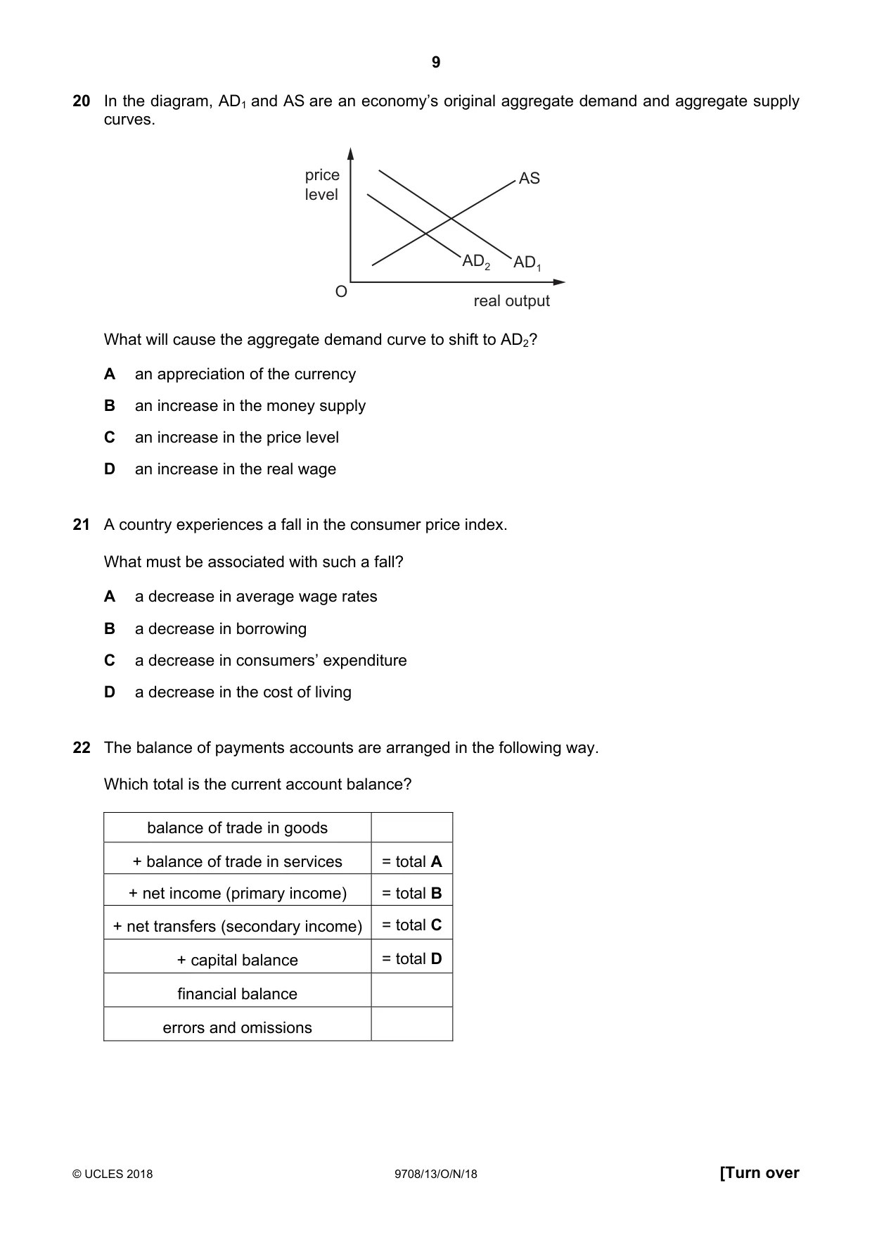 Cambridge A Level Economics 9708 2018 Oct/Nov Paper 1 · Variant 3 question paper, page 9 of 16