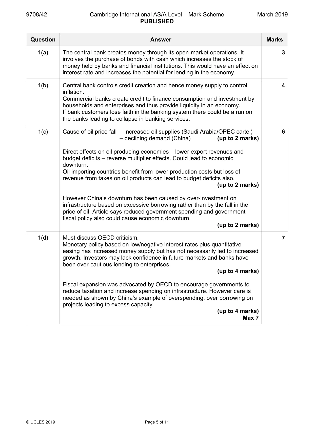 Mark scheme, page 5 of 11