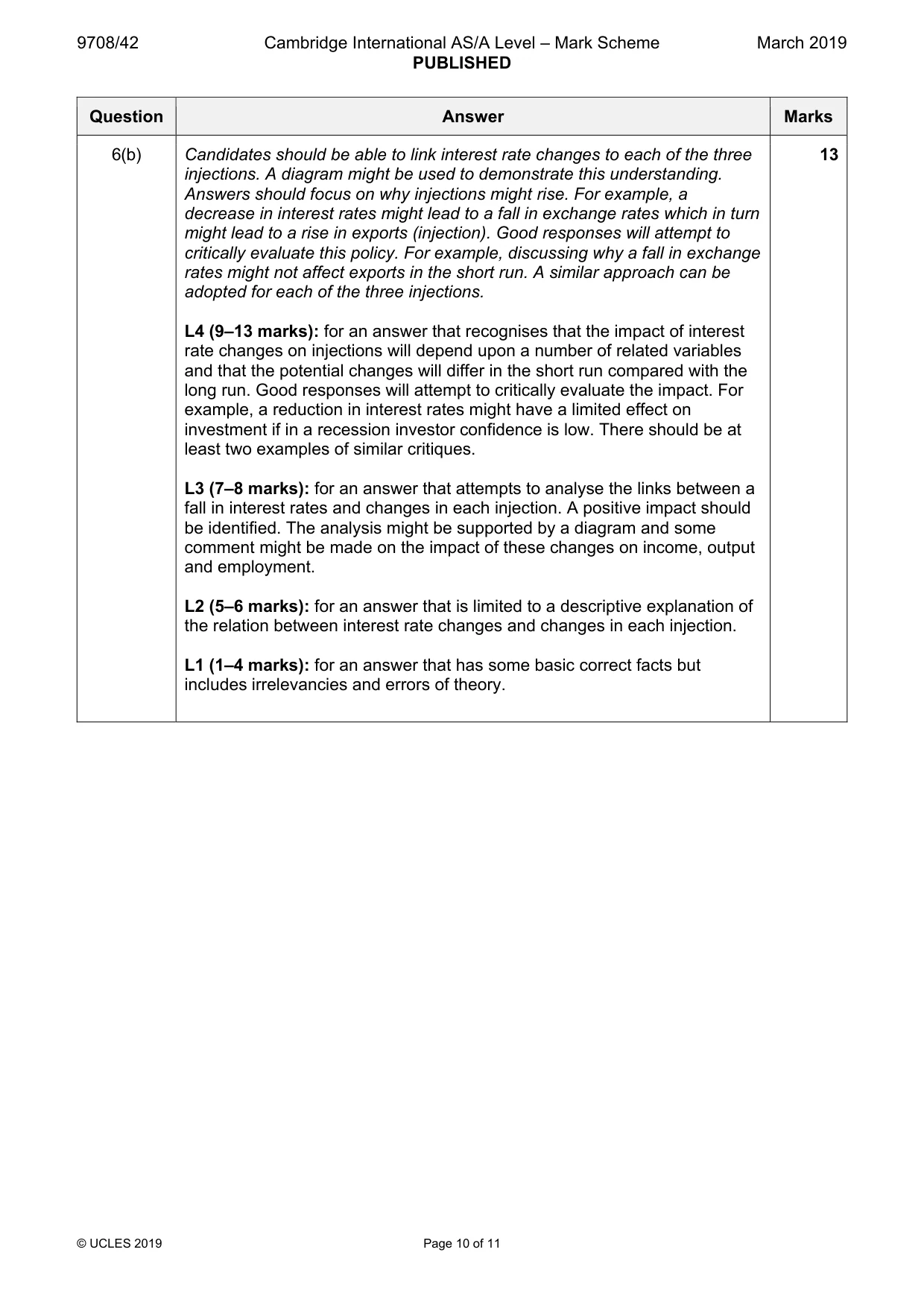 Mark scheme, page 10 of 11