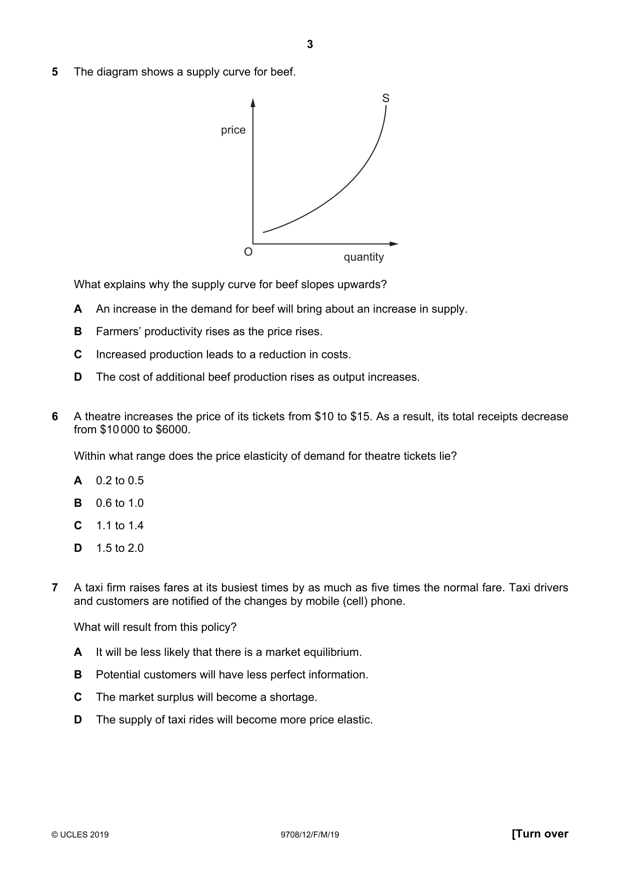 Cambridge A Level Economics 9708 2019 Feb/March Paper 1 · Variant 2 question paper, page 3 of 12