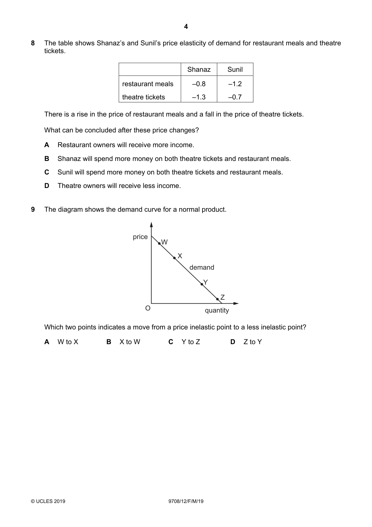 Cambridge A Level Economics 9708 2019 Feb/March Paper 1 · Variant 2 question paper, page 4 of 12