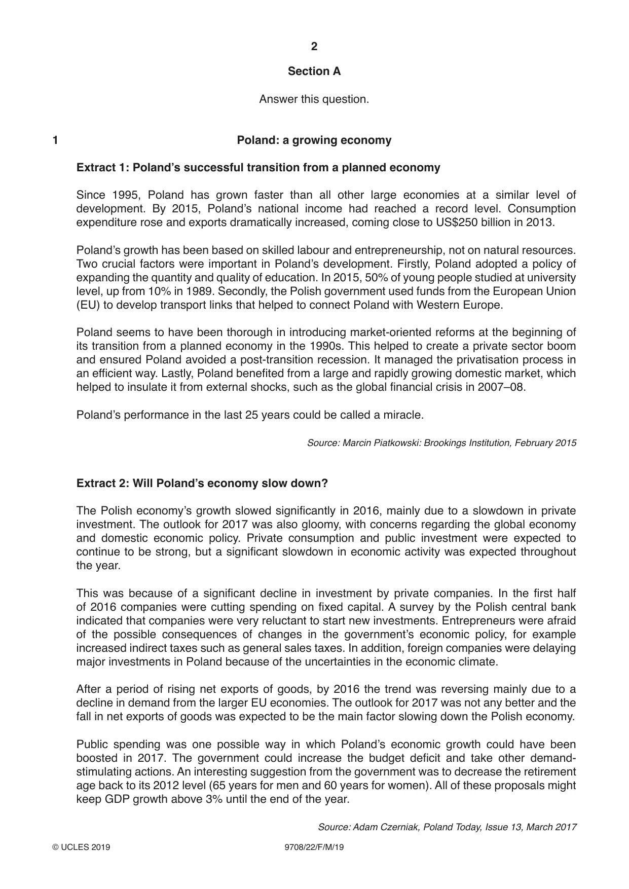 Cambridge A Level Economics 9708 2019 Feb/March Paper 2 · Variant 2 question paper, page 2 of 4