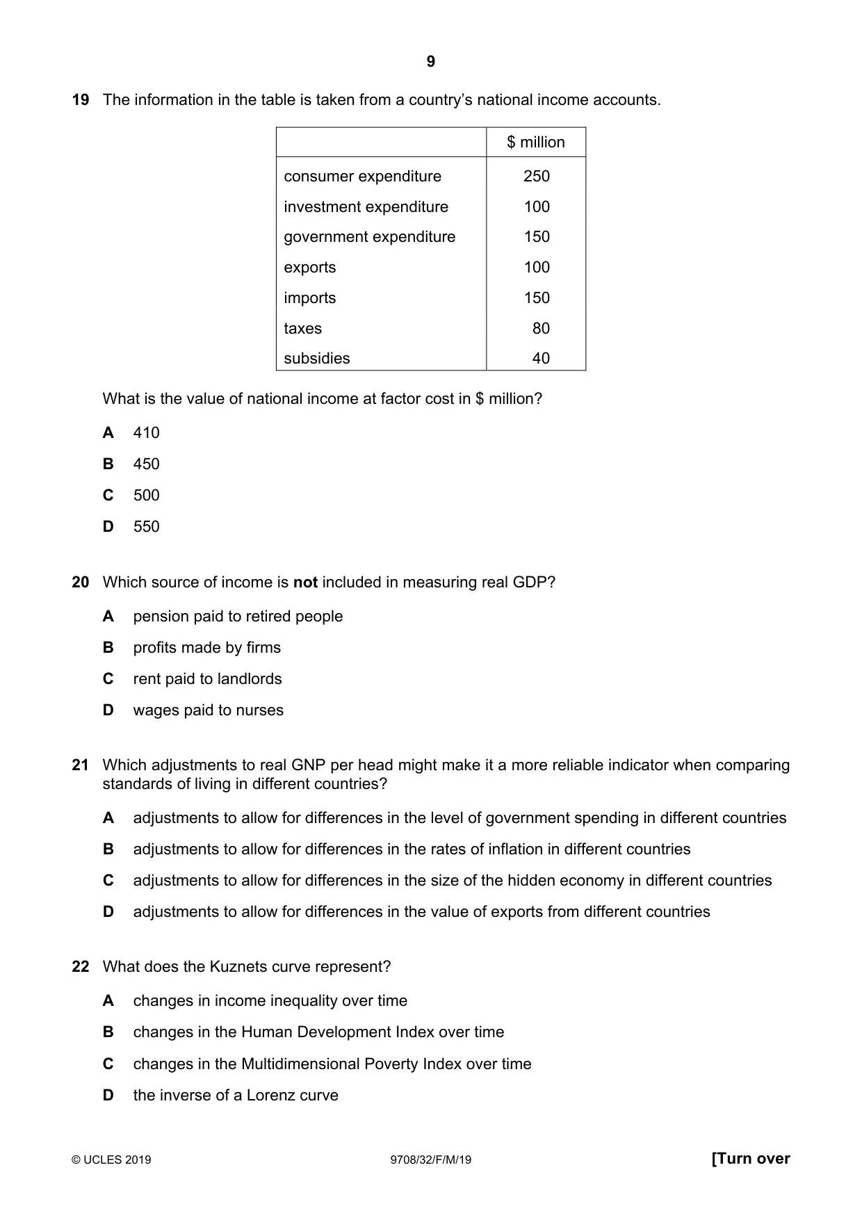 Cambridge A Level Economics 9708 2019 Feb/March Paper 3 · Variant 2 question paper, page 9 of 12