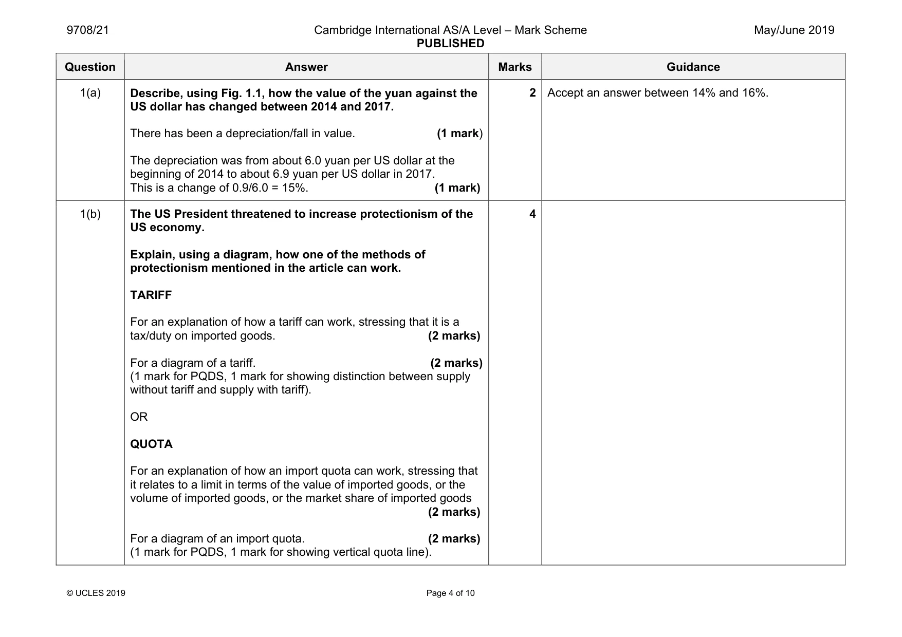 Mark scheme, page 4 of 10