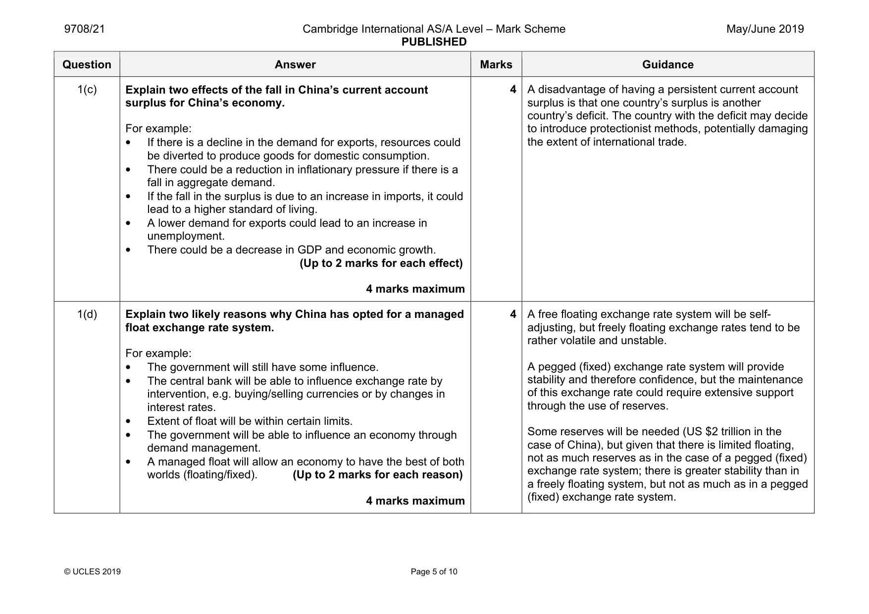 Mark scheme, page 5 of 10