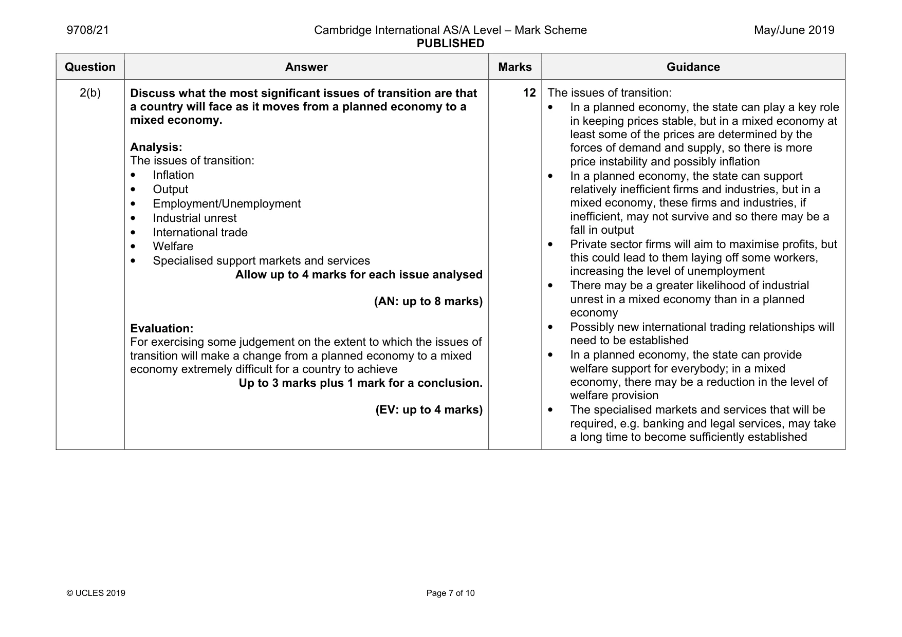 Mark scheme, page 7 of 10