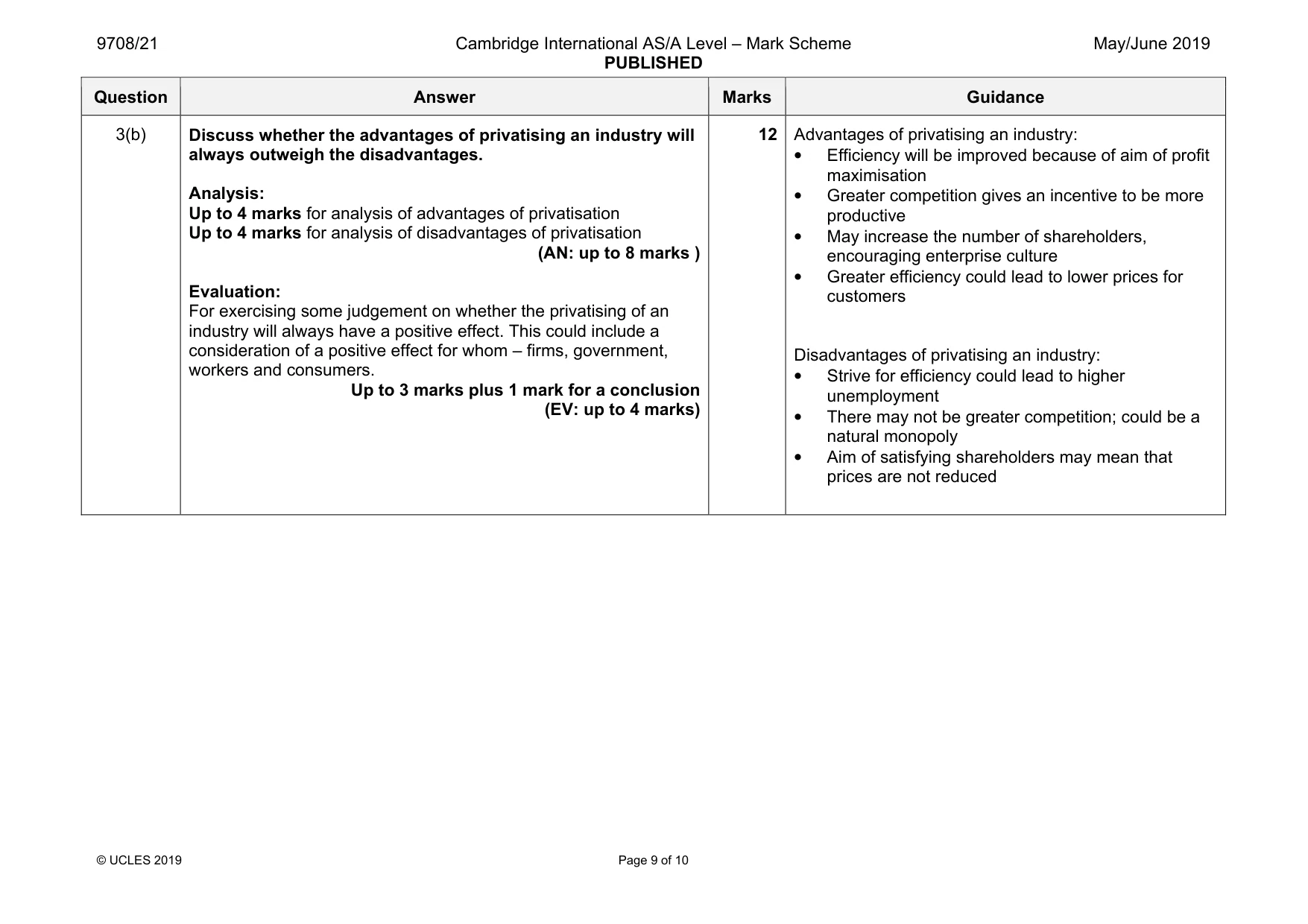 Mark scheme, page 9 of 10