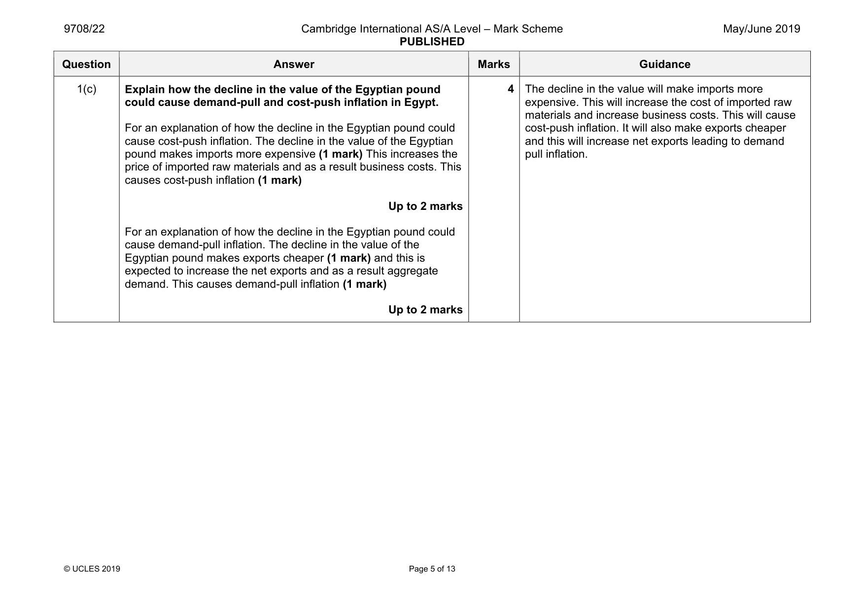 Mark scheme, page 5 of 13