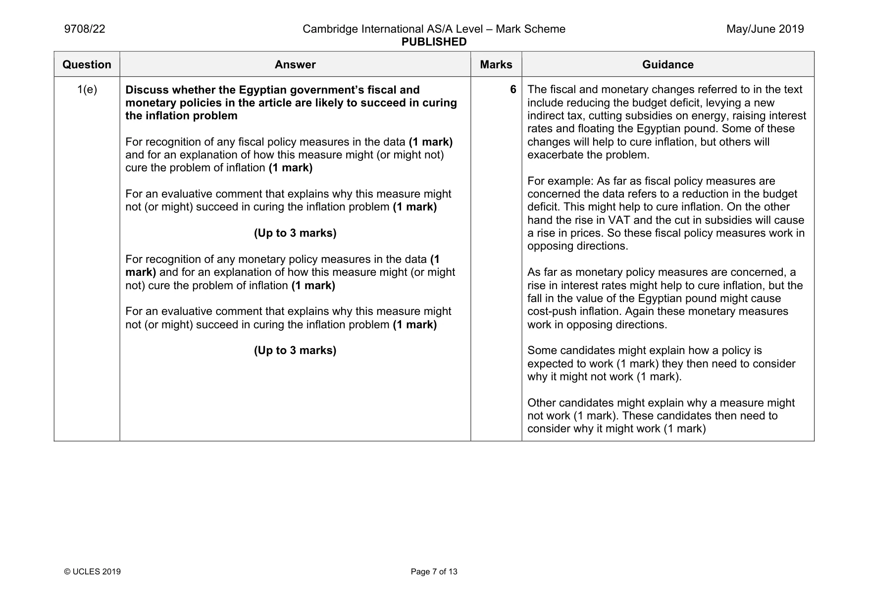Mark scheme, page 7 of 13