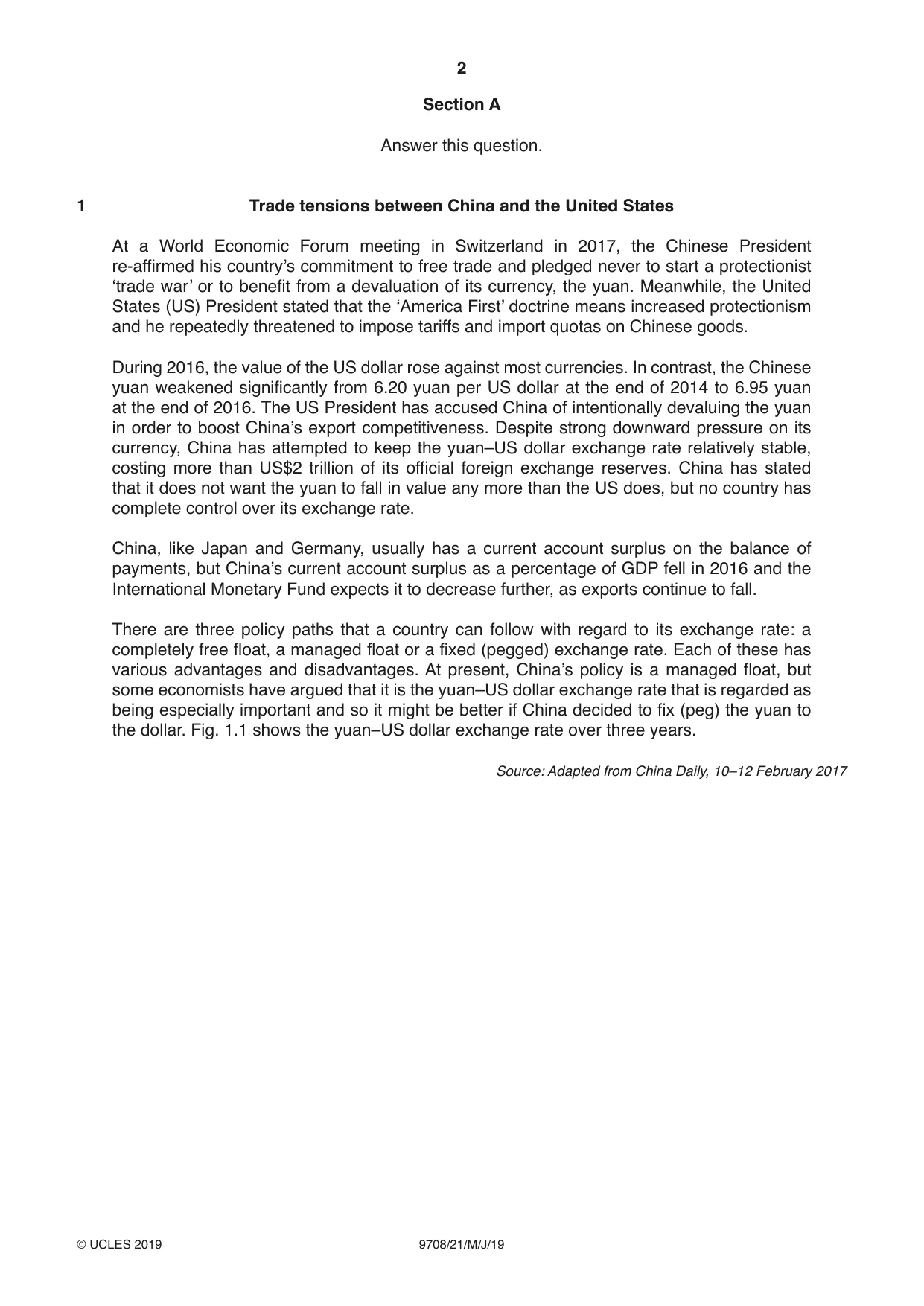 Cambridge A Level Economics 9708 2019 May/June Paper 2 · Variant 1 question paper, page 2 of 4