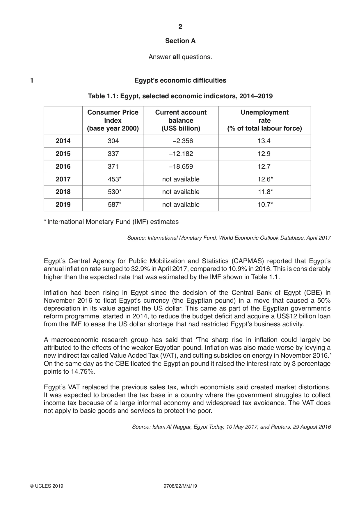 Cambridge A Level Economics 9708 2019 May/June Paper 2 · Variant 2 question paper, page 2 of 4