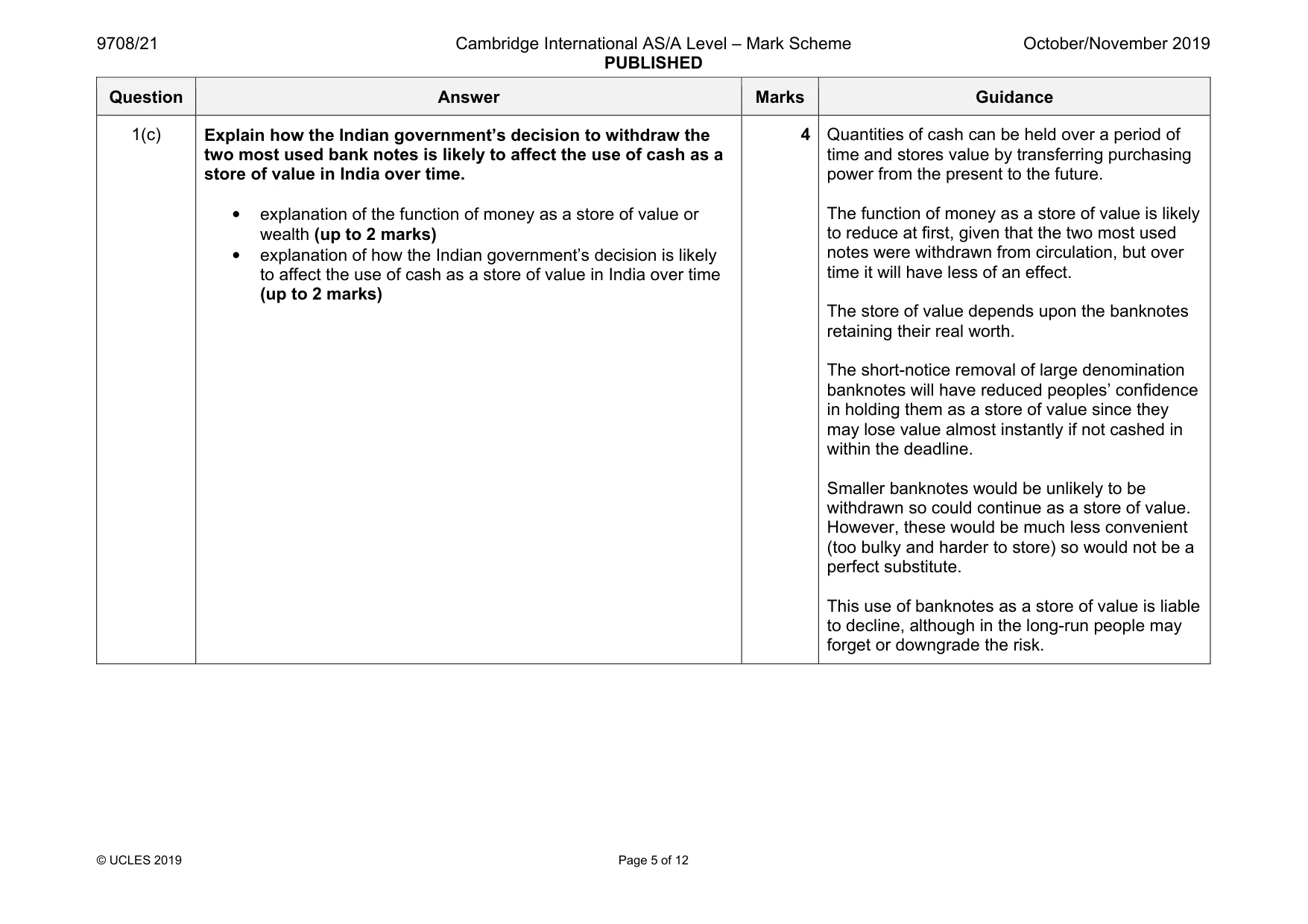 Mark scheme, page 5 of 12