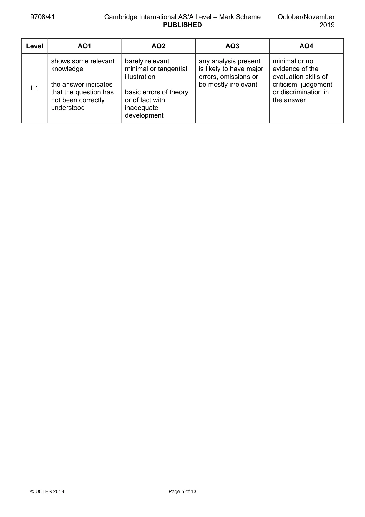Mark scheme, page 5 of 13
