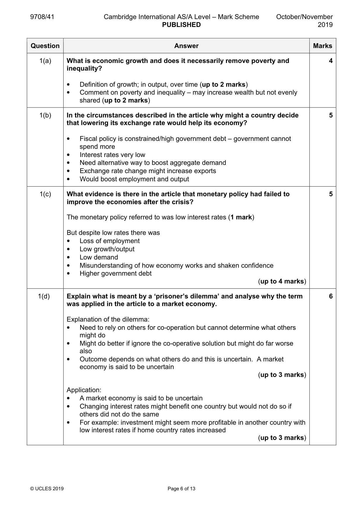 Mark scheme, page 6 of 13