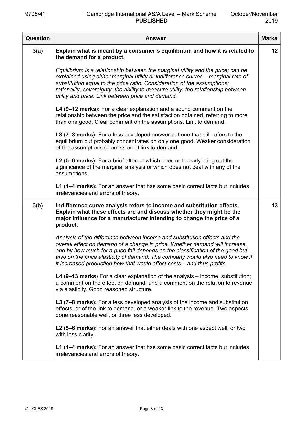 Mark scheme, page 8 of 13