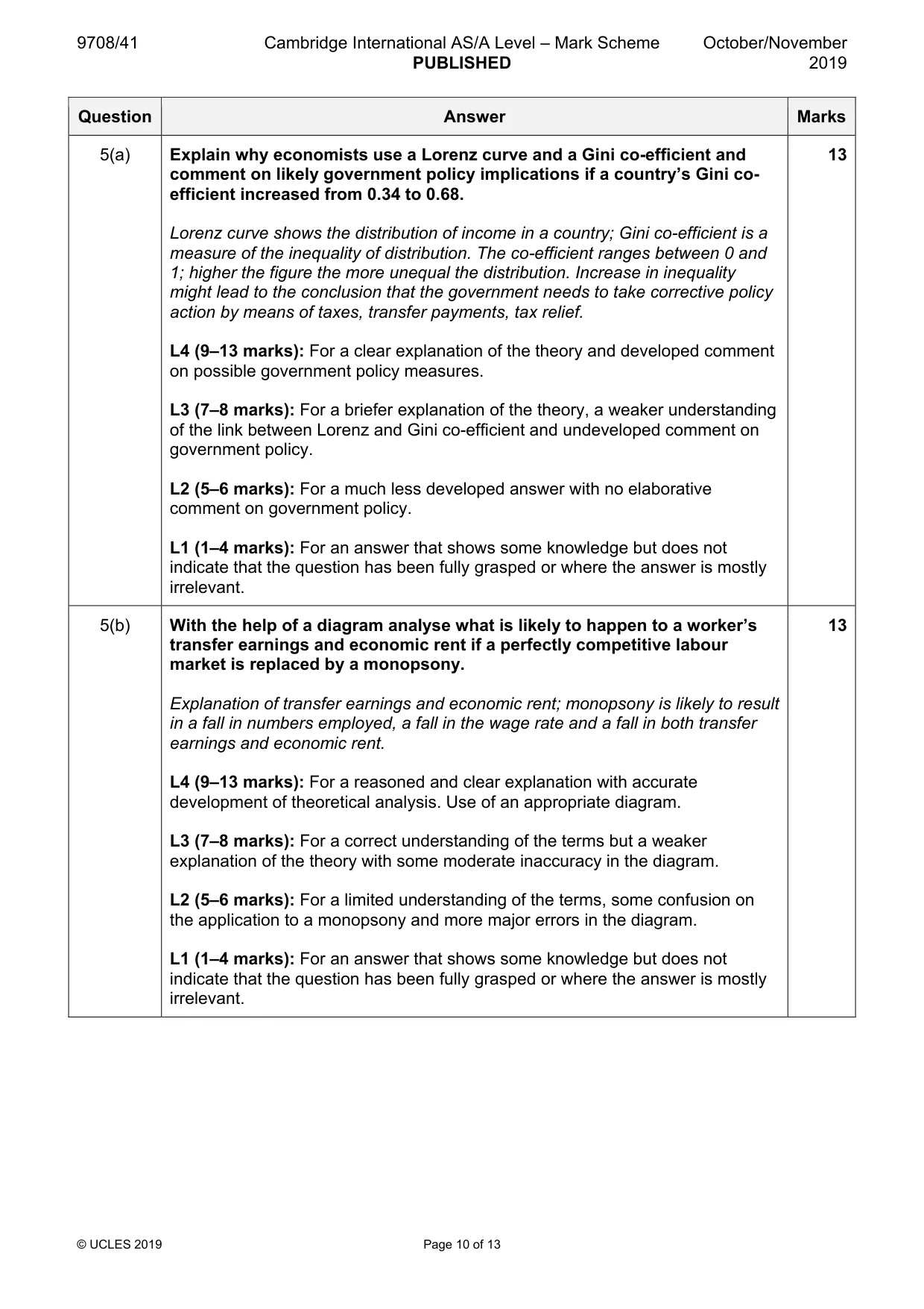 Mark scheme, page 10 of 13
