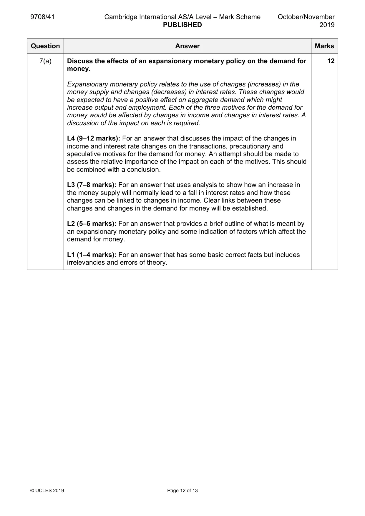 Mark scheme, page 12 of 13
