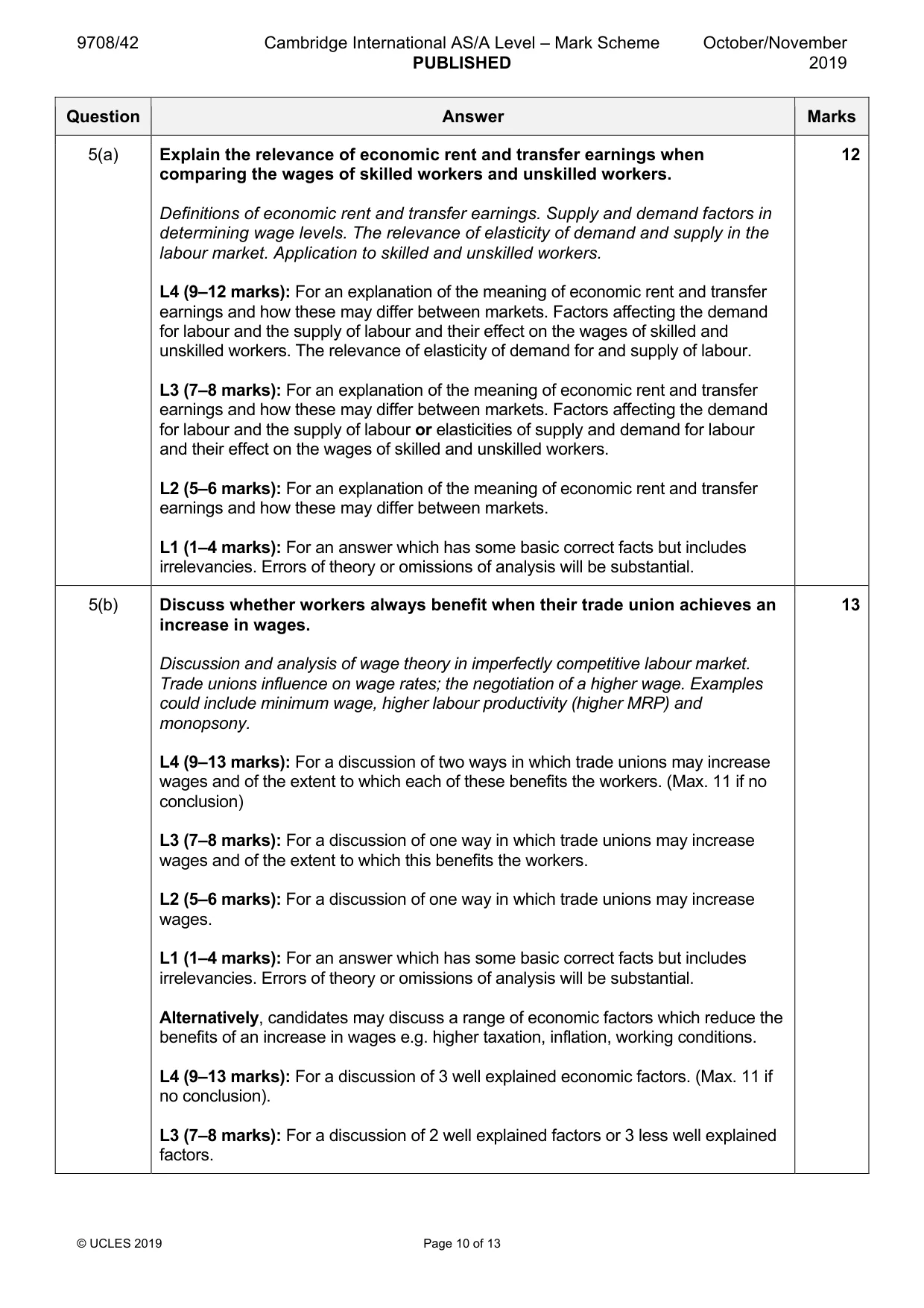 Mark scheme, page 10 of 13