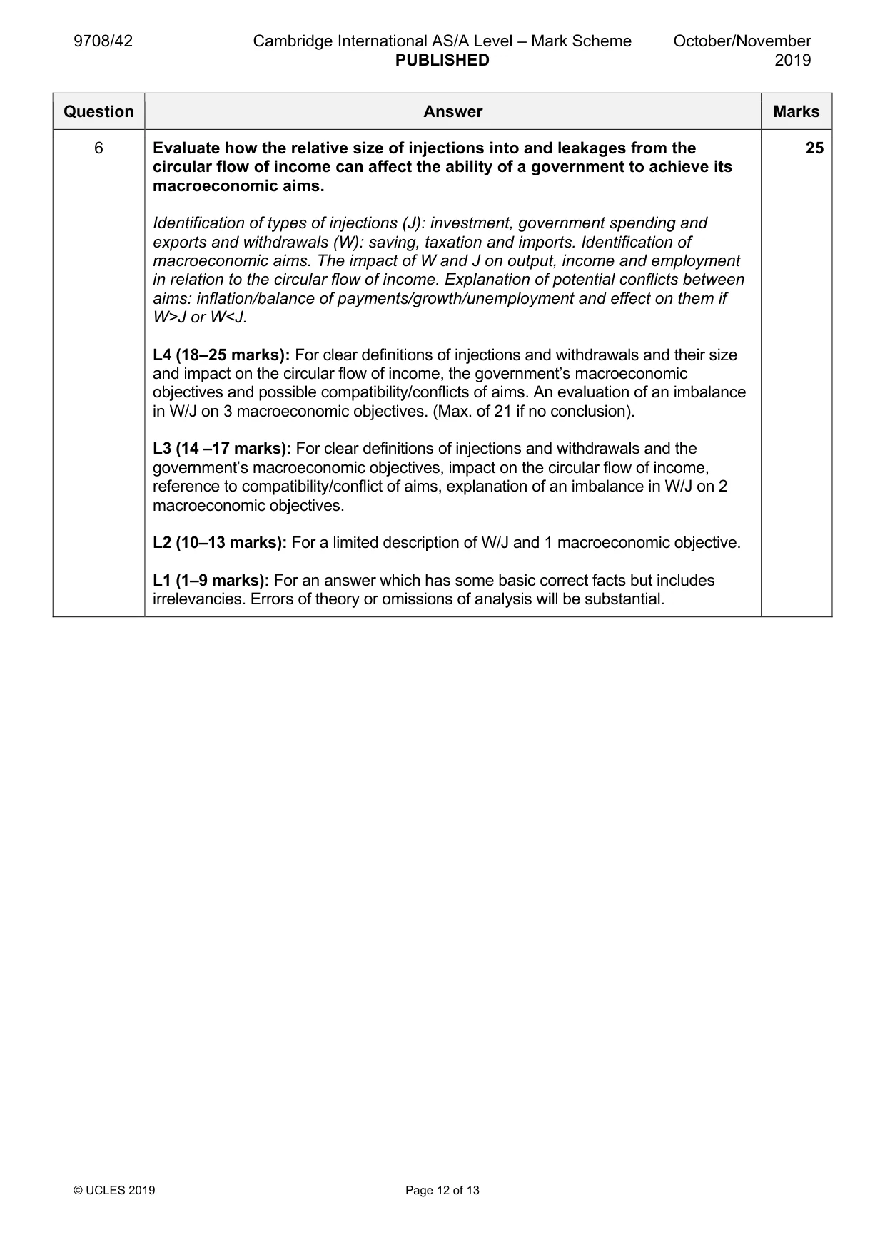 Mark scheme, page 12 of 13