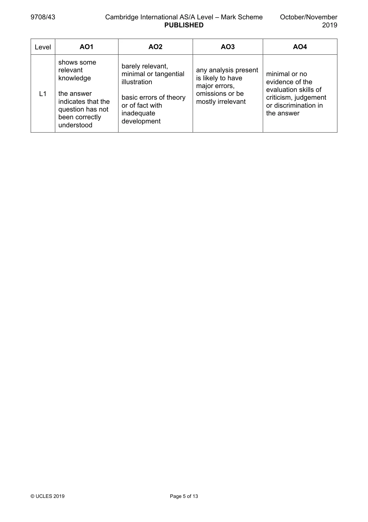Mark scheme, page 5 of 13