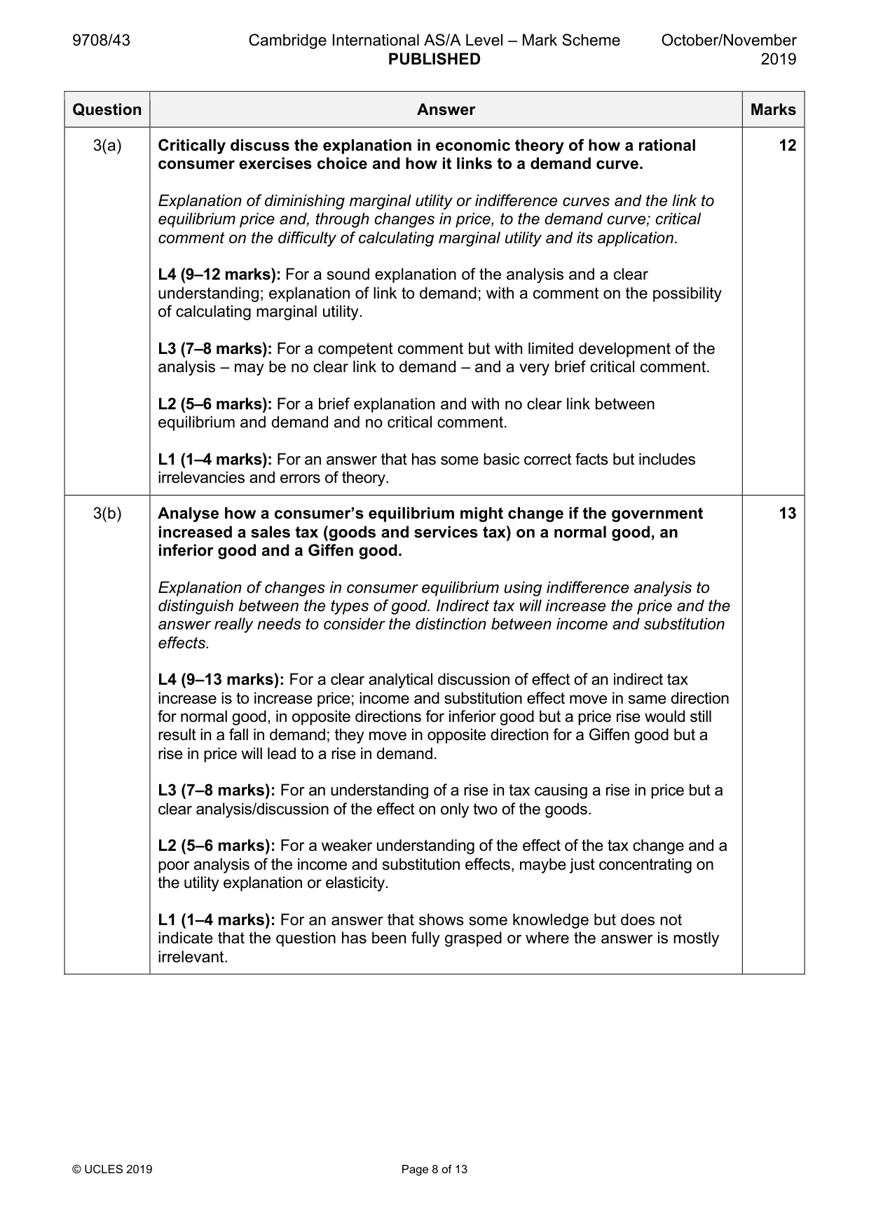 Mark scheme, page 8 of 13