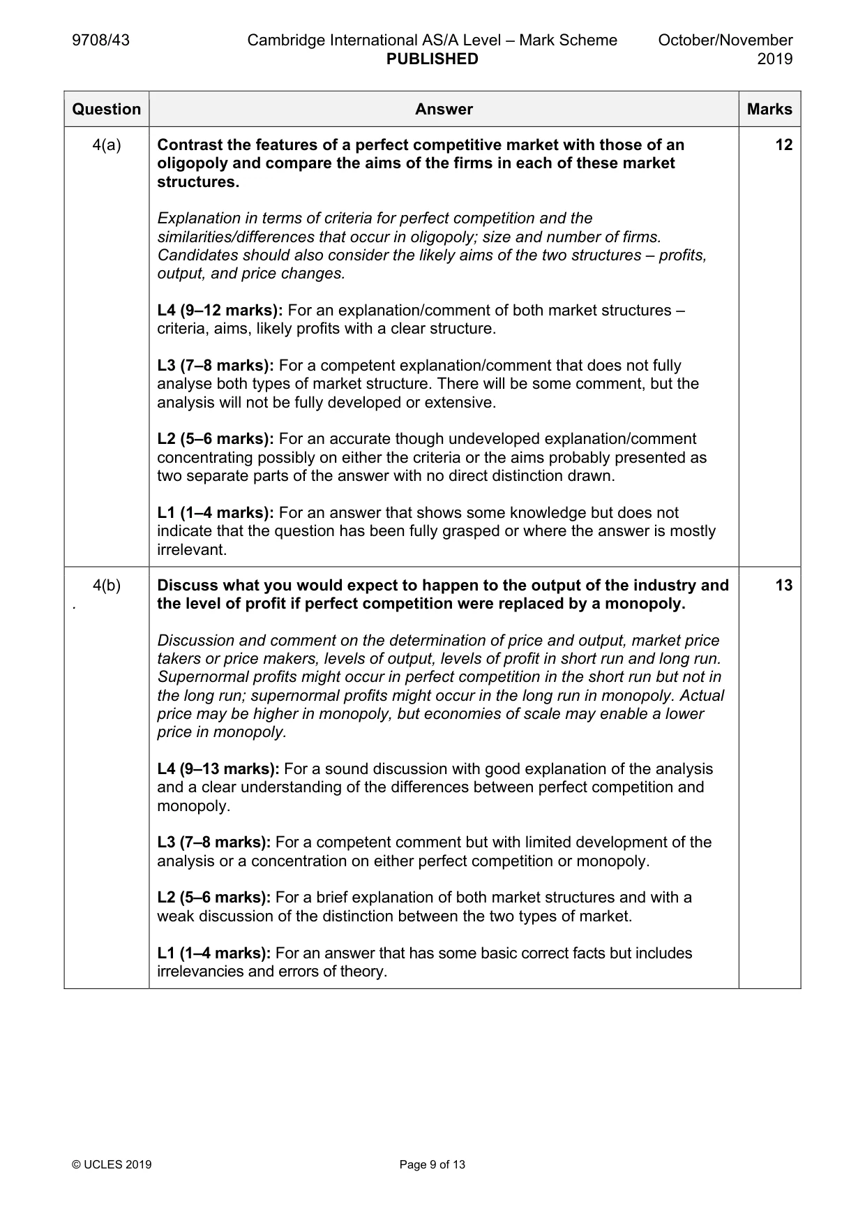 Mark scheme, page 9 of 13