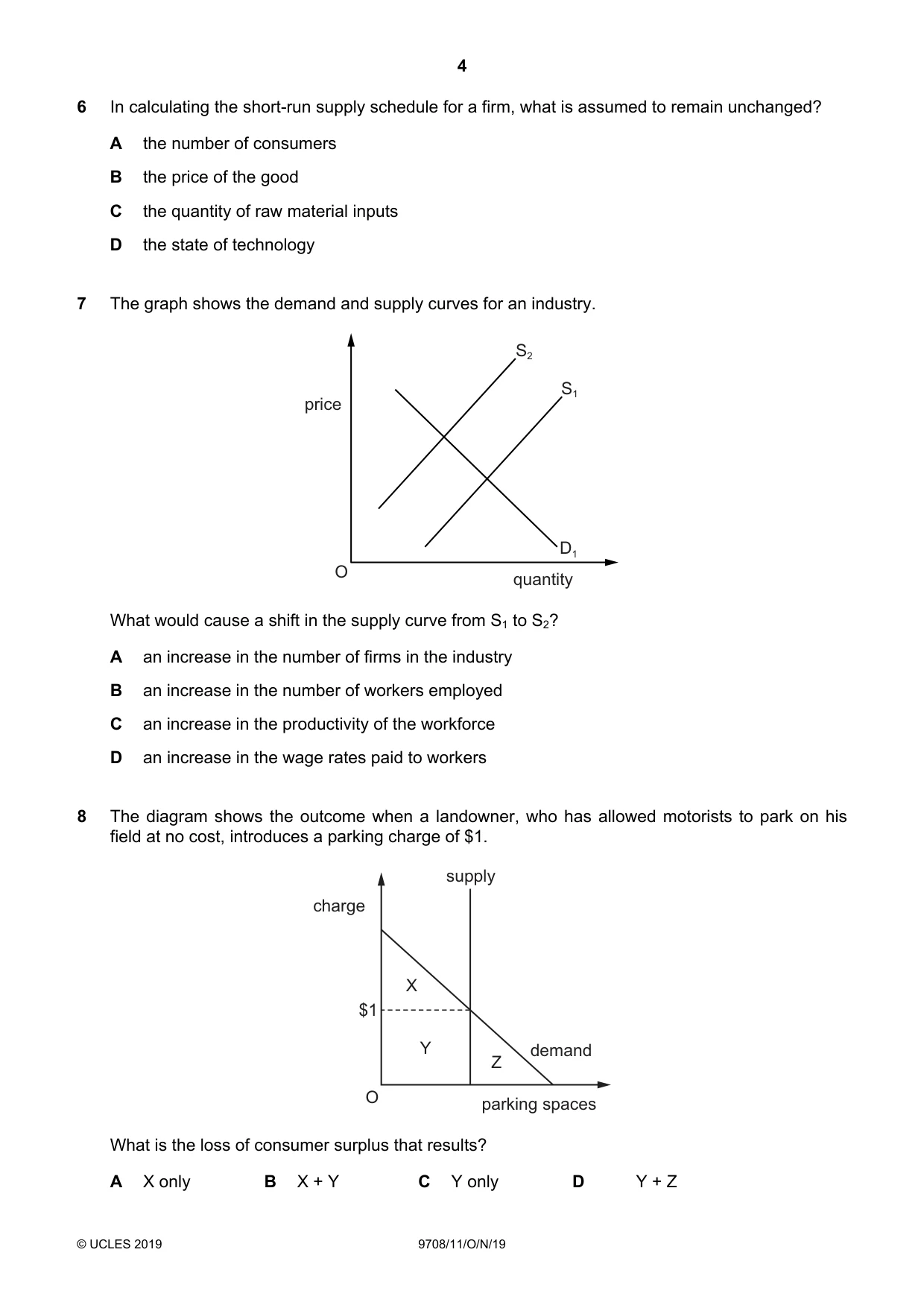Cambridge A Level Economics 9708 2019 Oct/Nov Paper 1 · Variant 1 question paper, page 4 of 12
