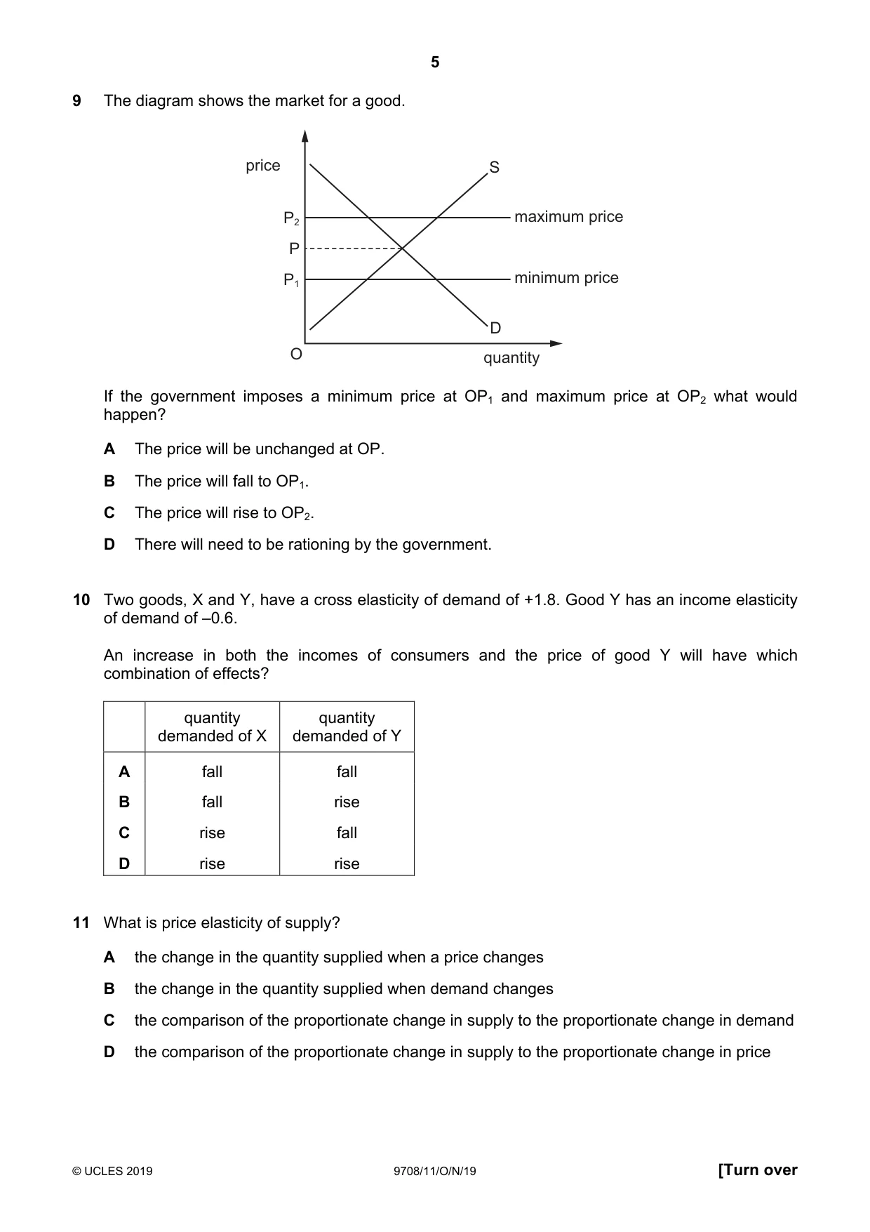 Cambridge A Level Economics 9708 2019 Oct/Nov Paper 1 · Variant 1 question paper, page 5 of 12