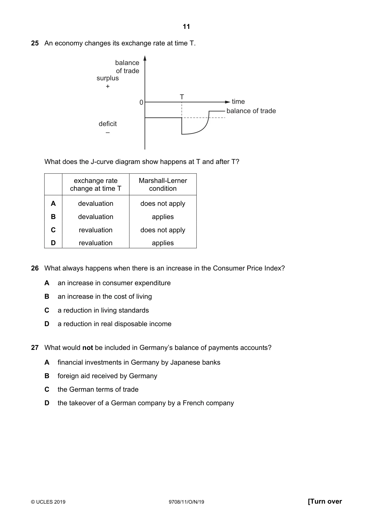 Cambridge A Level Economics 9708 2019 Oct/Nov Paper 1 · Variant 1 question paper, page 11 of 12