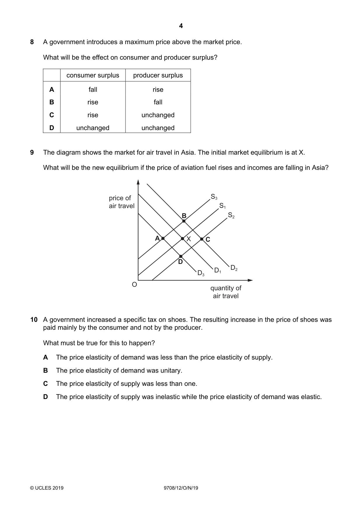 Cambridge A Level Economics 9708 2019 Oct/Nov Paper 1 · Variant 2 question paper, page 4 of 12