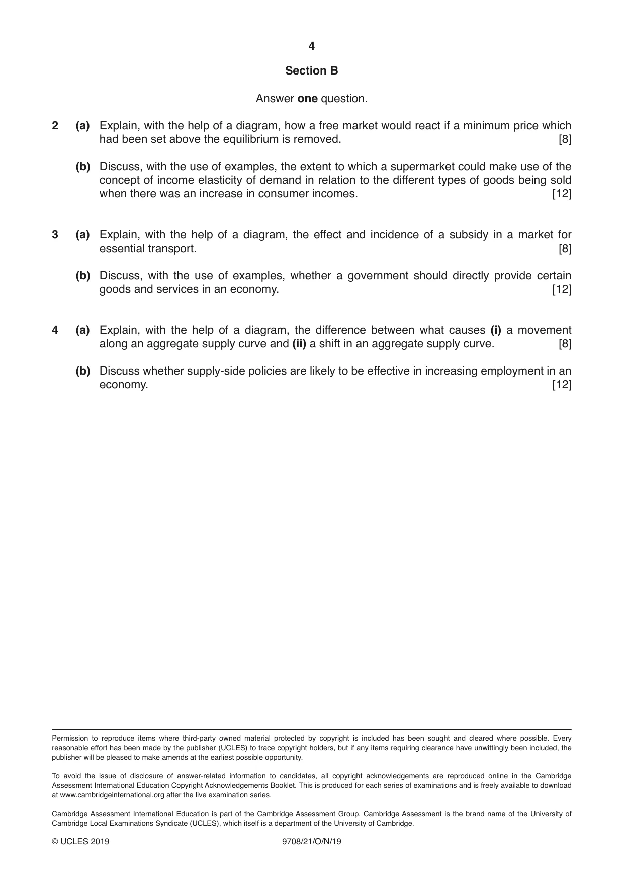 Cambridge A Level Economics 9708 2019 Oct/Nov Paper 2 · Variant 1 question paper, page 4 of 4