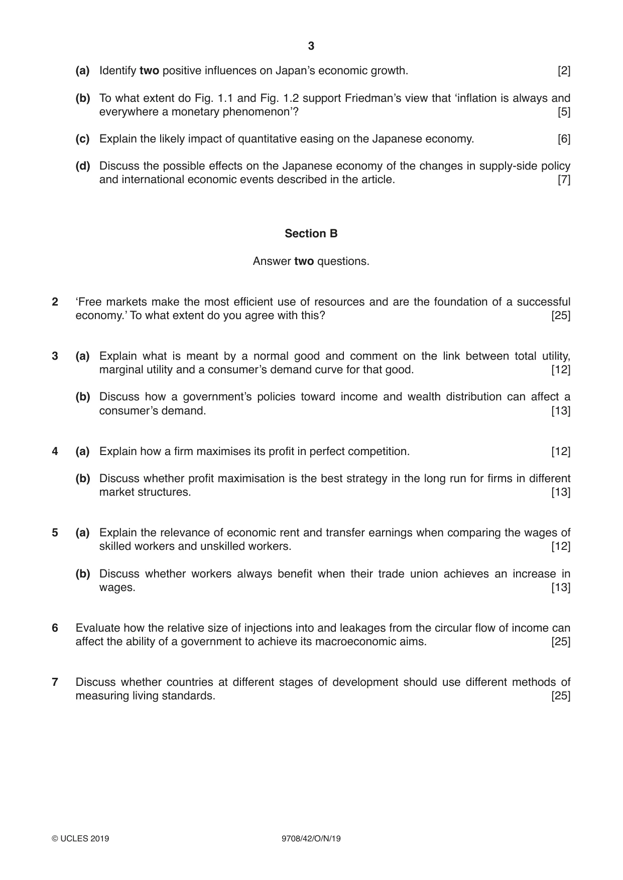 Cambridge A Level Economics 9708 2019 Oct/Nov Paper 4 · Variant 2 question paper, page 3 of 4