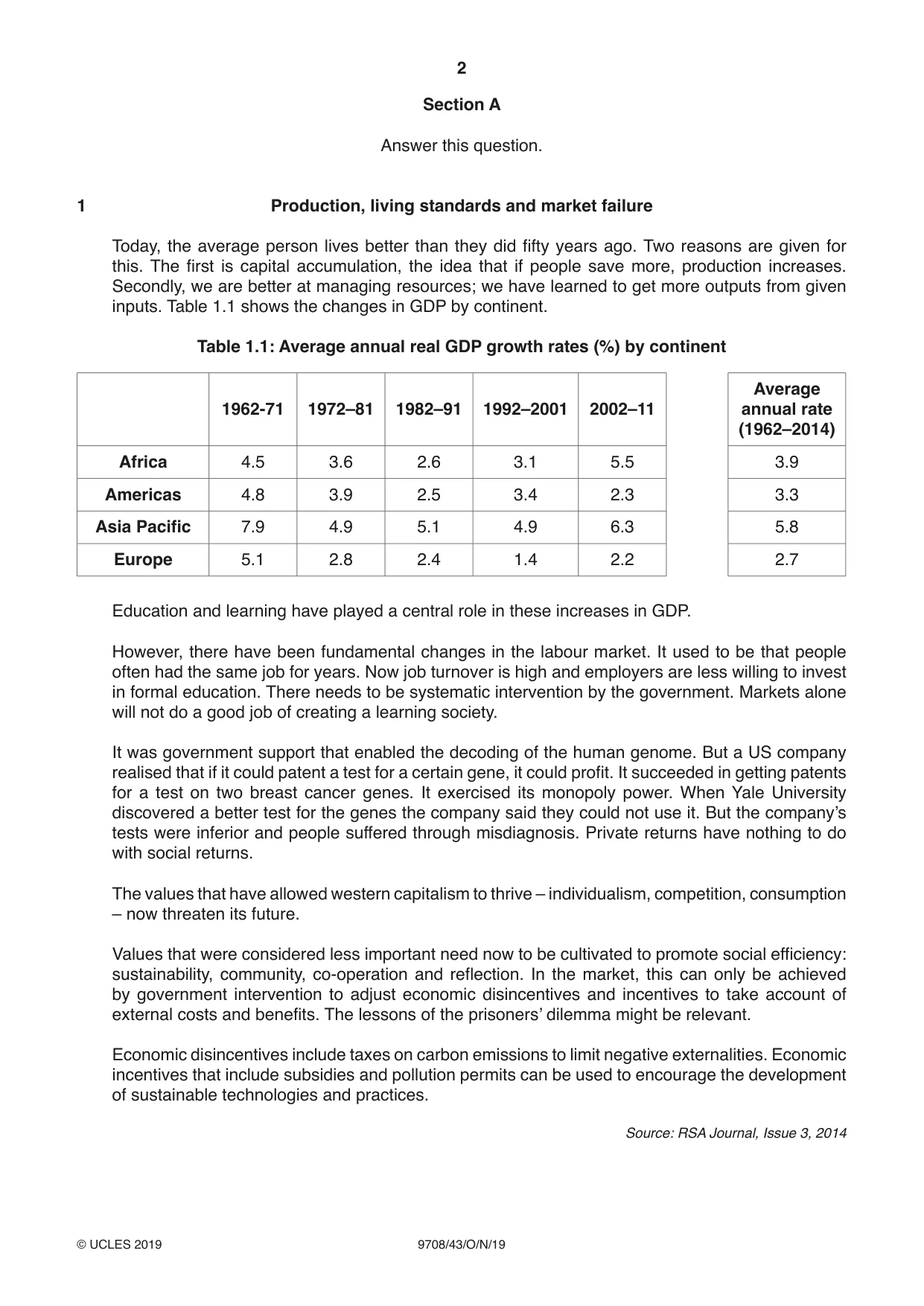 Cambridge A Level Economics 9708 2019 Oct/Nov Paper 4 · Variant 3 question paper, page 2 of 4