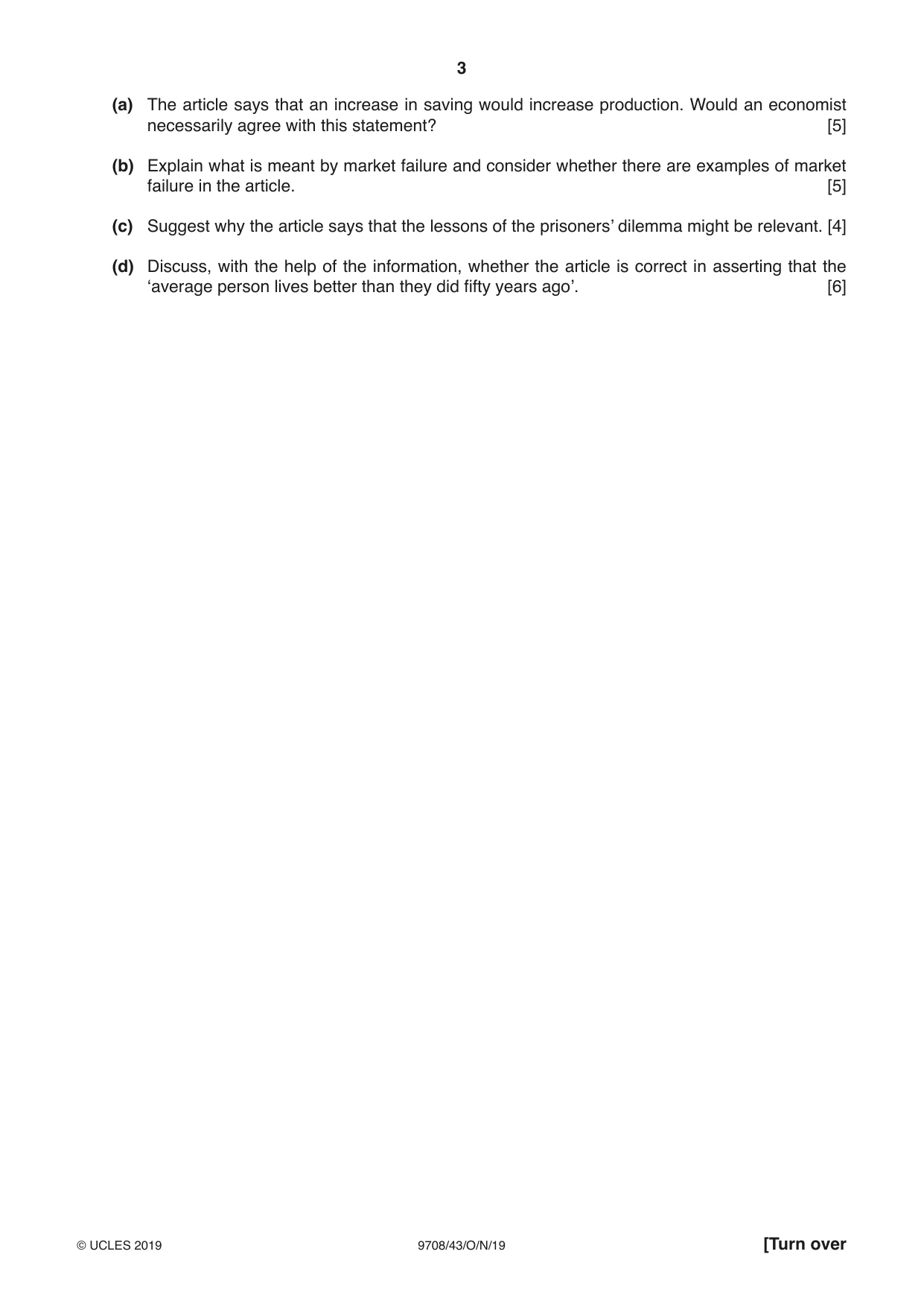 Cambridge A Level Economics 9708 2019 Oct/Nov Paper 4 · Variant 3 question paper, page 3 of 4