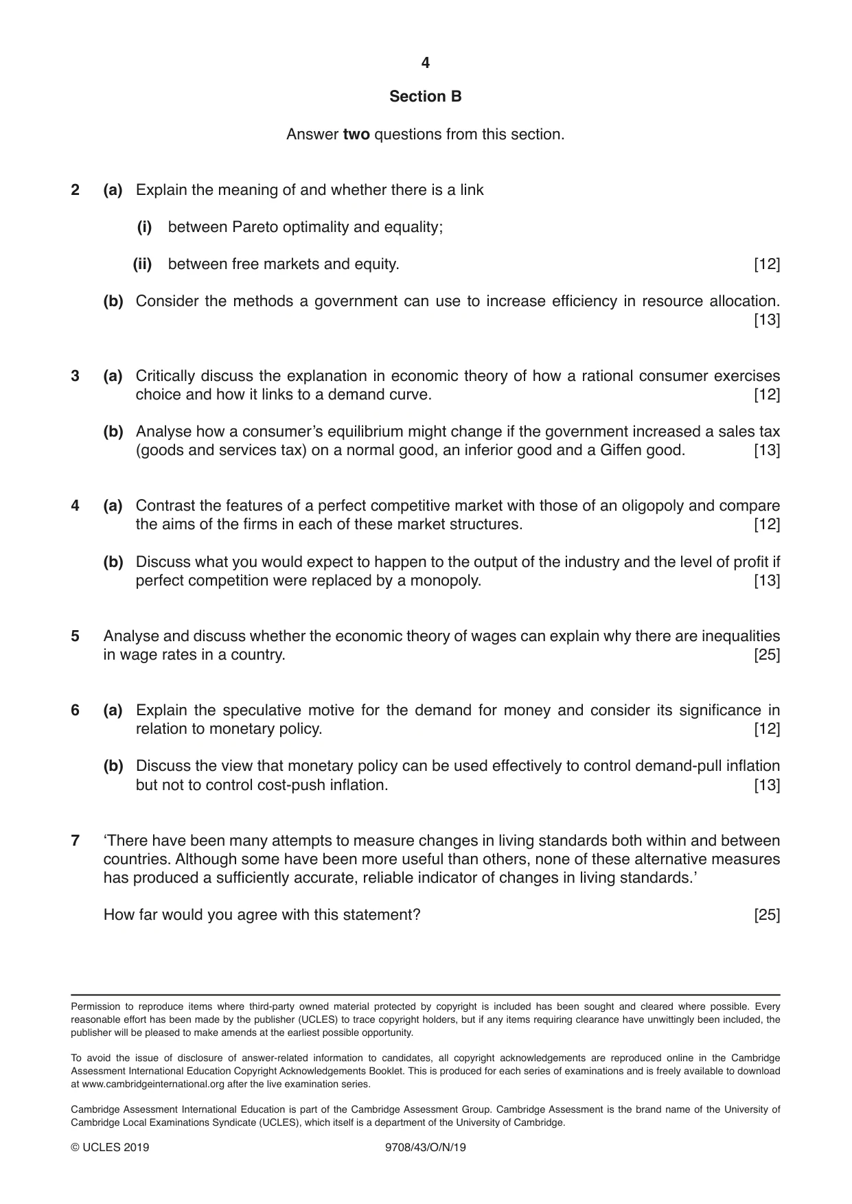 Cambridge A Level Economics 9708 2019 Oct/Nov Paper 4 · Variant 3 question paper, page 4 of 4