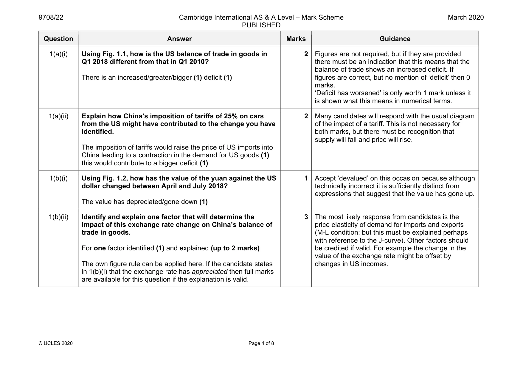 Mark scheme, page 4 of 8