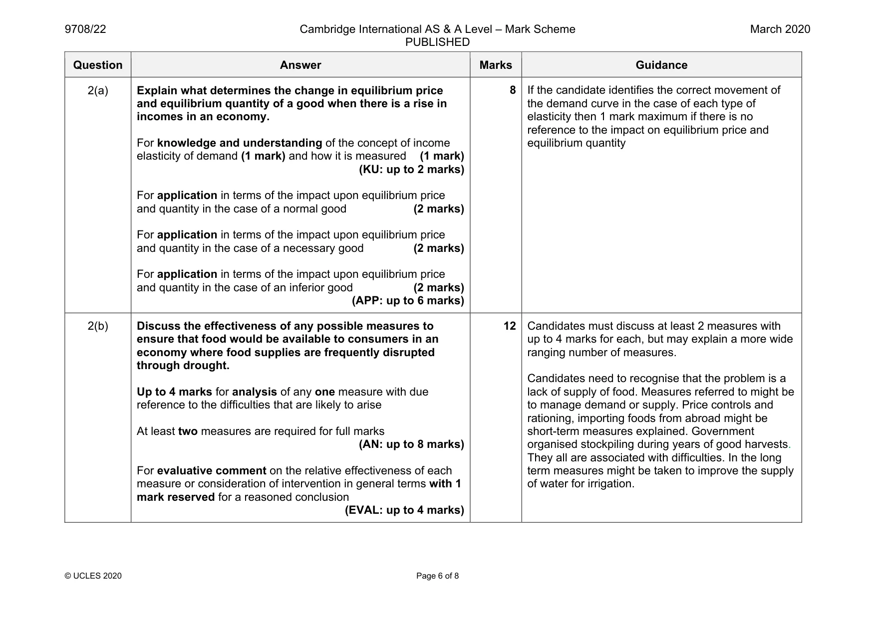 Mark scheme, page 6 of 8